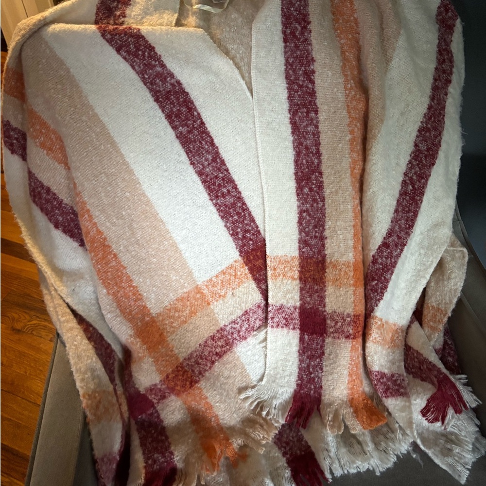 Nine West Plaid Sweater - Red, Orange, and Cream